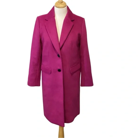 Loft Wool Blend Tailored Coat in Rich Pink Berry Size SP Petite - Picture 7 of 14